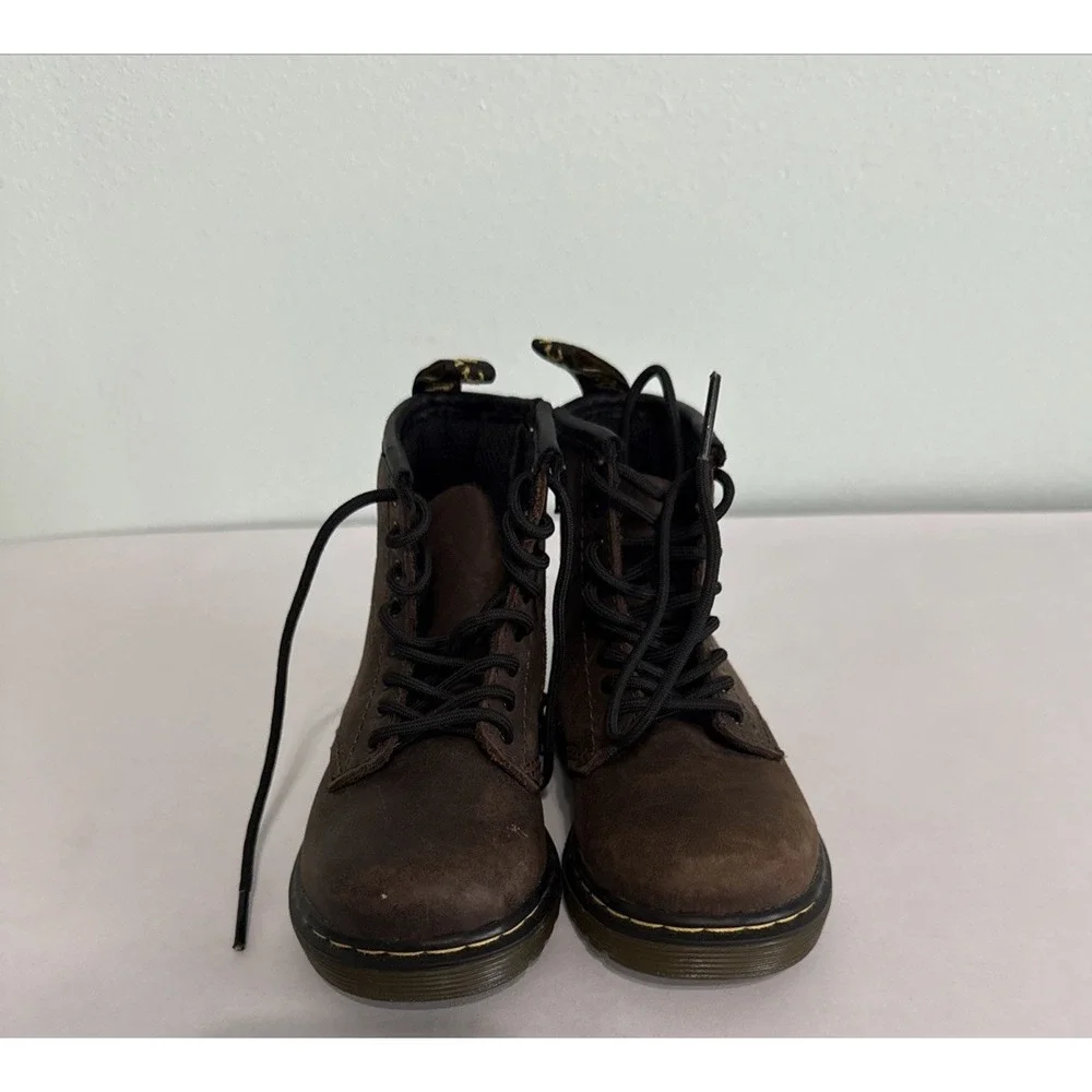 Dr. Martens Brooklee Toddler Leather Boots Dark Brown‎ Size Zip Size 7 NEW